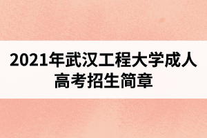 2021年武汉工程大学成人高考招生简章