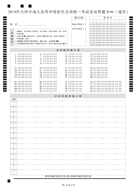 2021年成人高考答题卡规范化作答问答